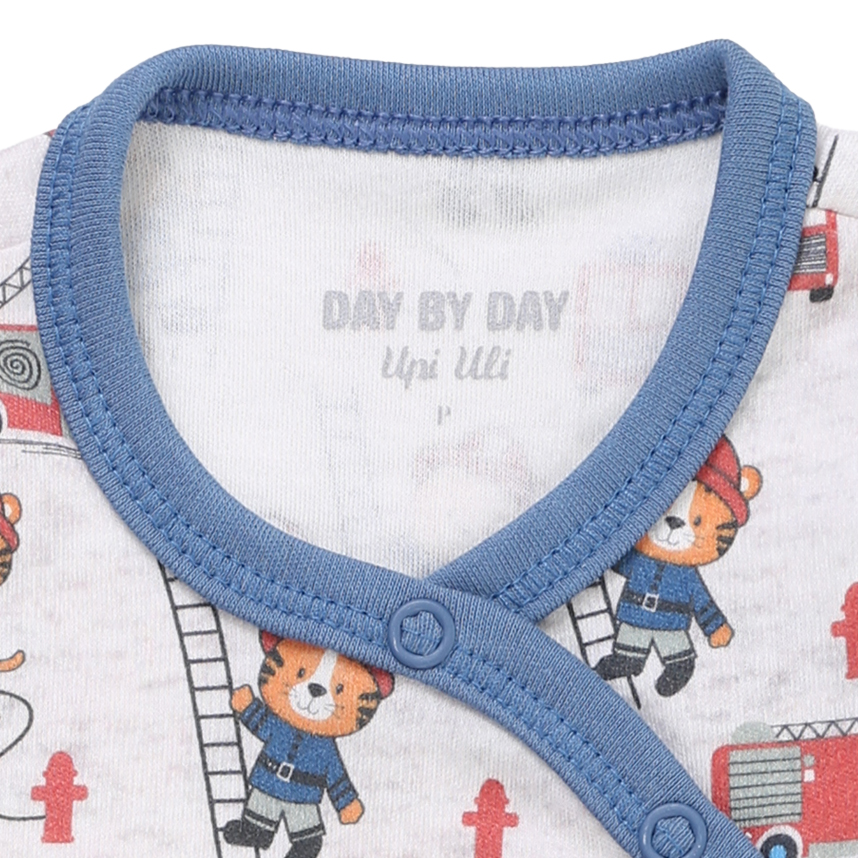 Macacão Bebê Longo Day By Em Suedine Bordado Tigre Macacão Bebê Longo Day By Em Suedine Bordado Tigre