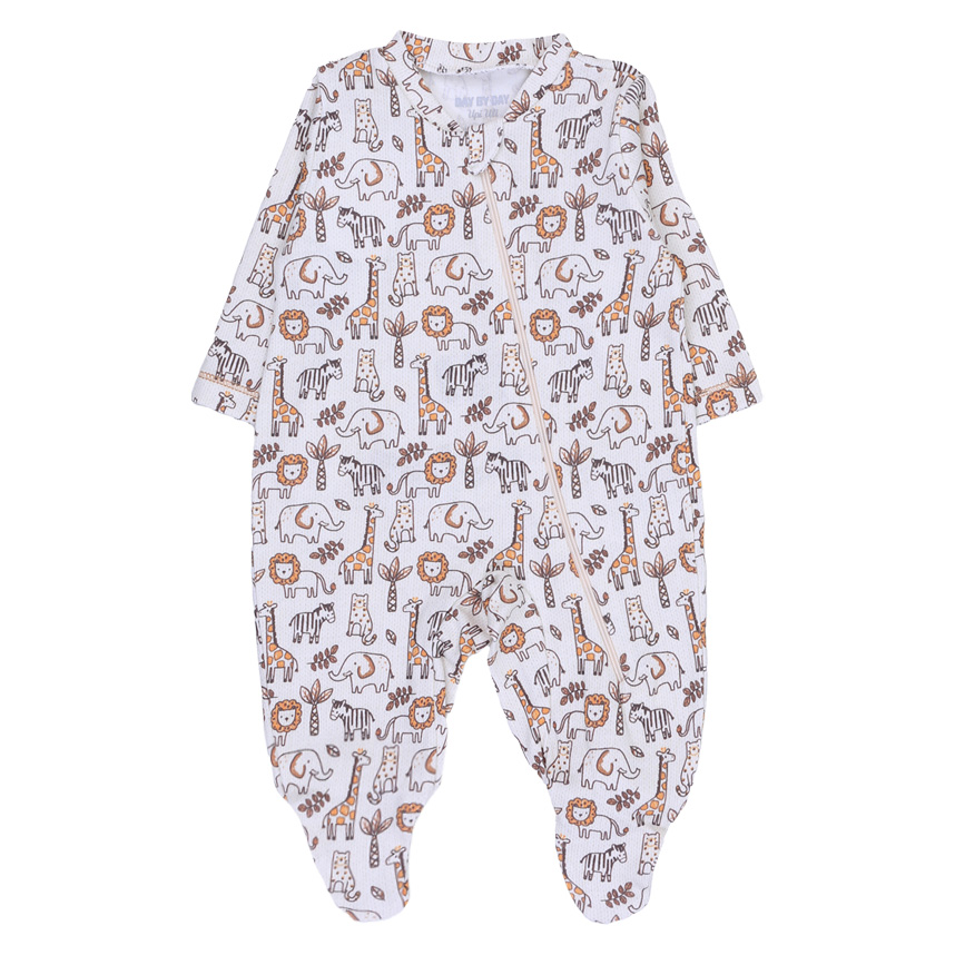 Macacão Bebê Longo Day By Em Suedine Bordado Tigre