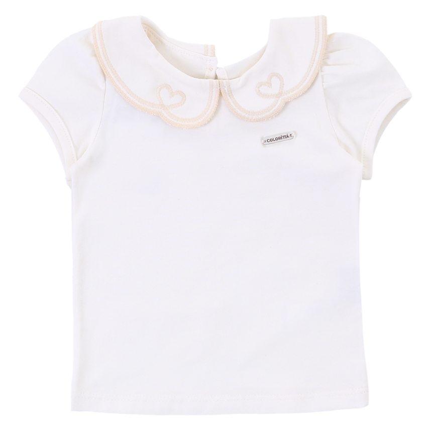 Blusa Infantil Colorittá Manga Curta Cotton Gola Bordada