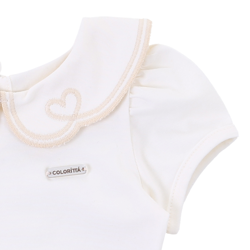 Blusa Infantil Colorittá Manga Curta Cotton Gola Bordada