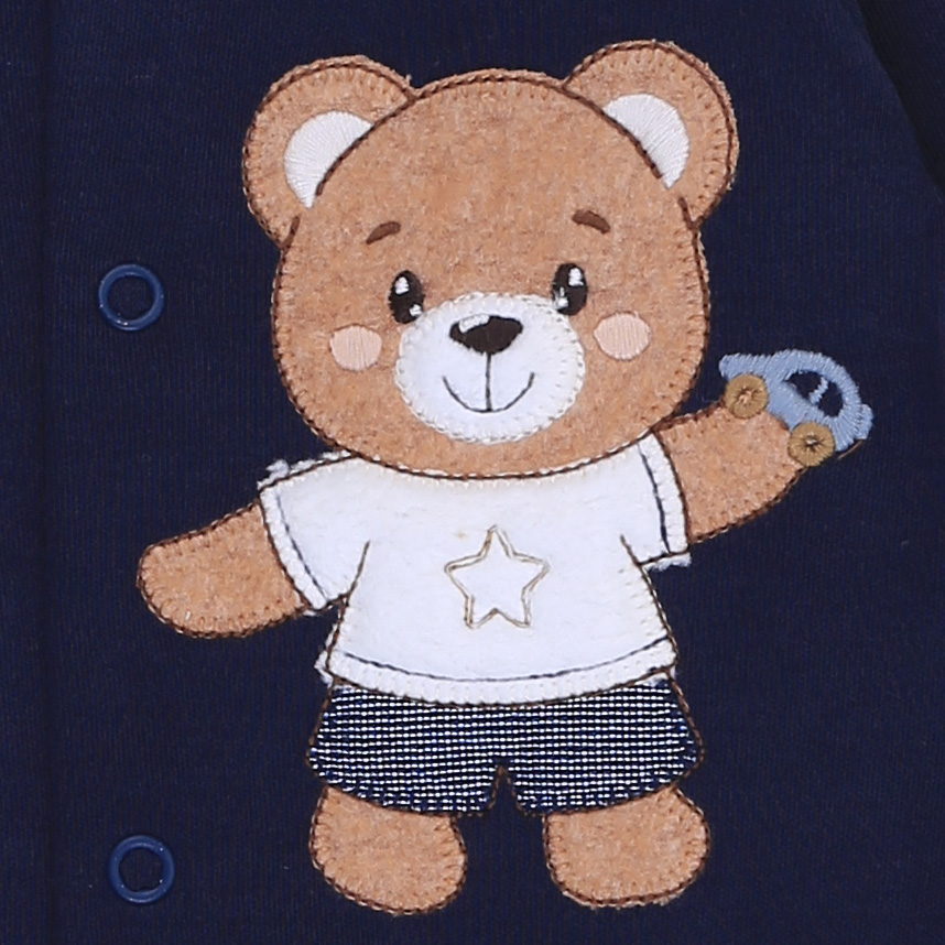 Macacão Bebê Longo Day By Em Suedine Bordado Urso Macacão Bebê Longo Day By Em Suedine Bordado Urso