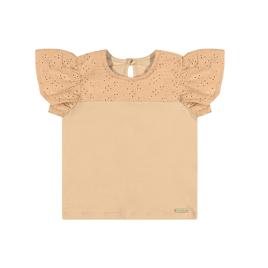 Blusa Infantil Colorittá Manga Curta Cotton Detalhe Laise
