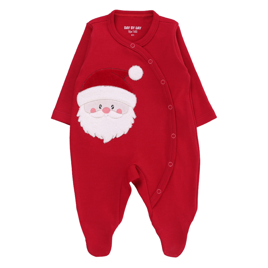 Macacão Bebê Longo Day By Em Suedine Bordado Papai Noel Macacão Bebê Longo Day By Em Suedine Bordado Papai Noel