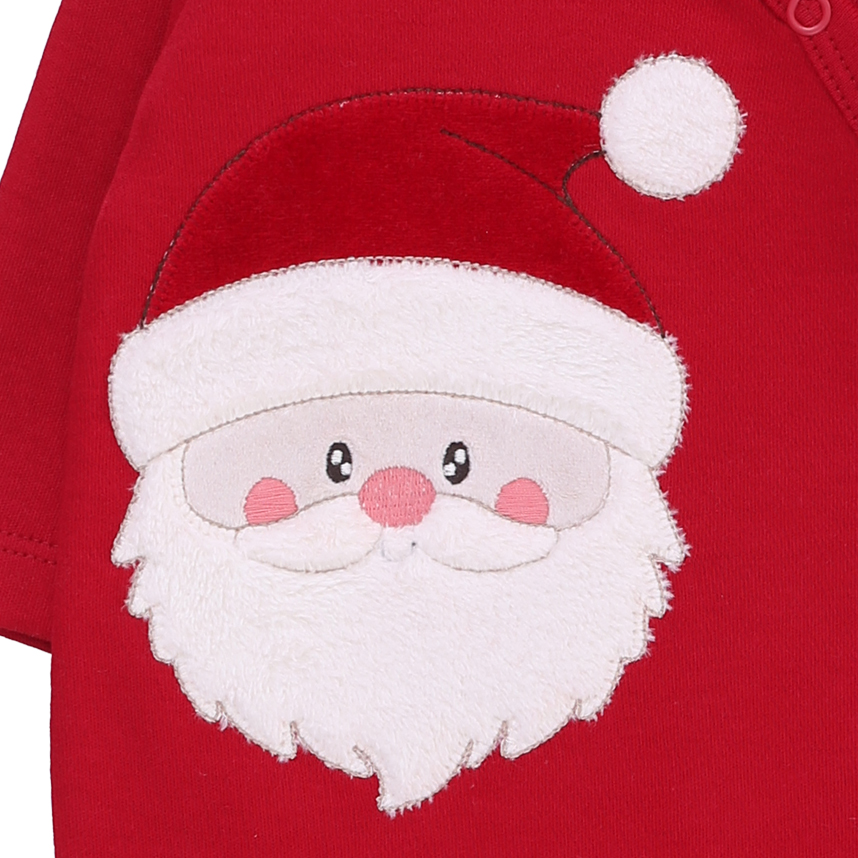 Macacão Bebê Longo Day By Em Suedine Bordado Papai Noel Macacão Bebê Longo Day By Em Suedine Bordado Papai Noel