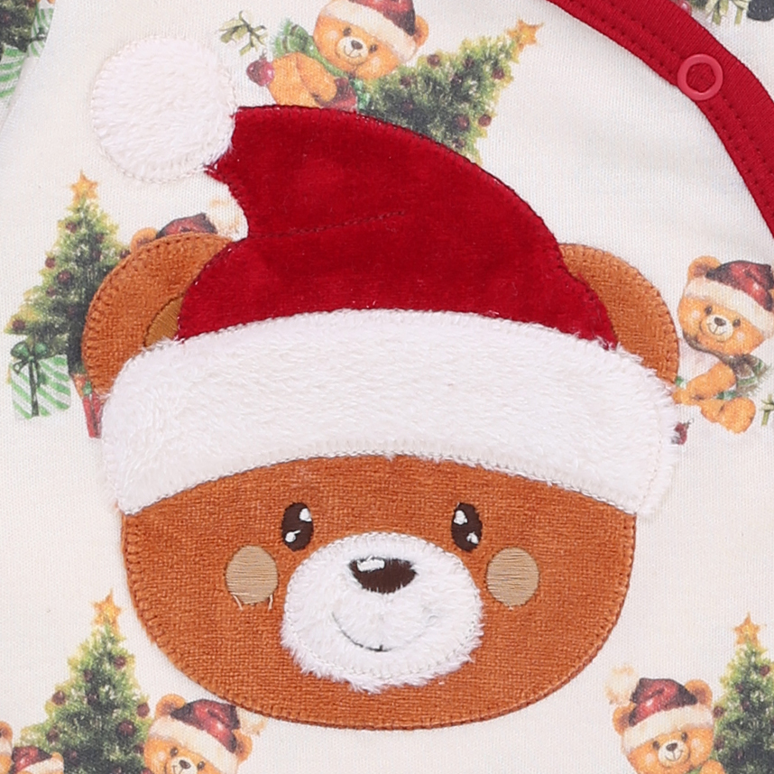 Macacão Bebê Longo Day By Em Suedine Bordado Urso Papai Noel Macacão Bebê Longo Day By Em Suedine Bordado Urso Papai Noel