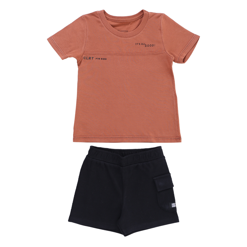 Conjunto Infantil Colorittá Camiseta Meia Malha E Bermuda Conjunto Infantil Colorittá Camiseta Meia Malha E Bermuda