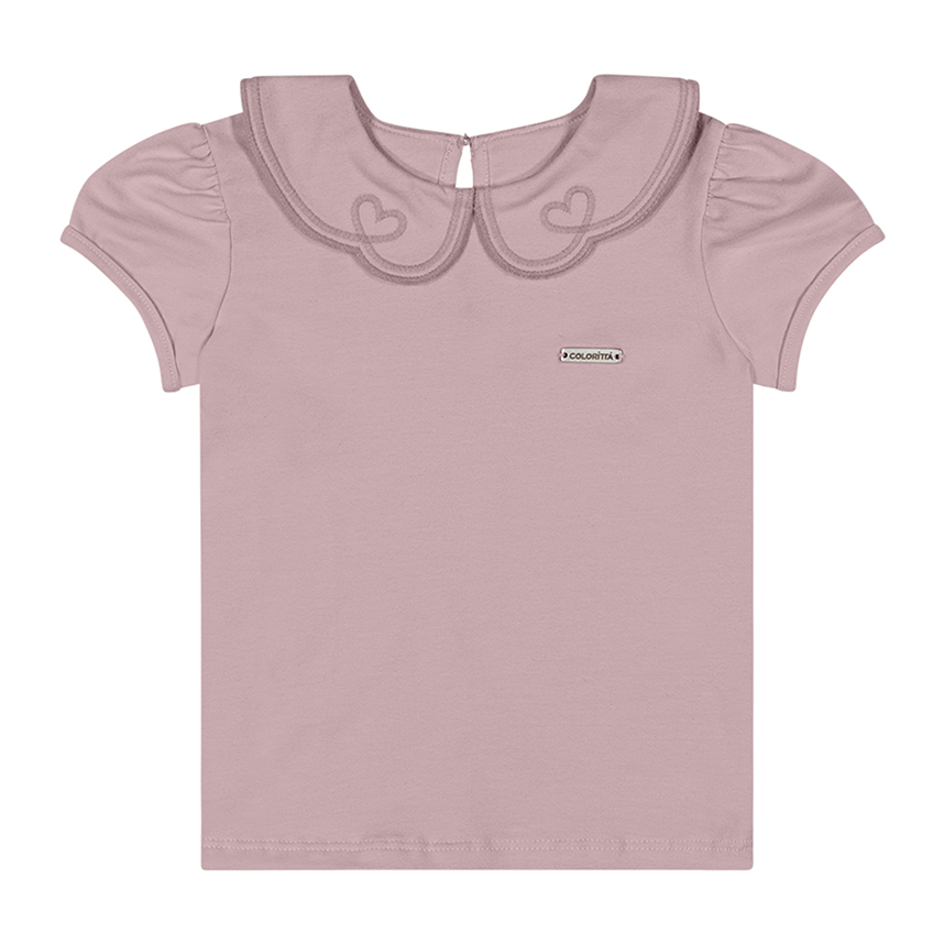 Blusa Infantil Colorittá Manga Curta Cotton Gola Bordada