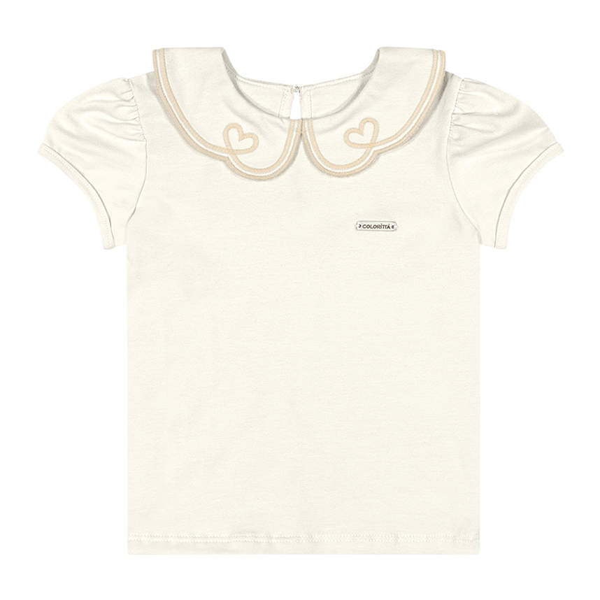 Blusa Infantil Colorittá Manga Curta Cotton Gola Bordada