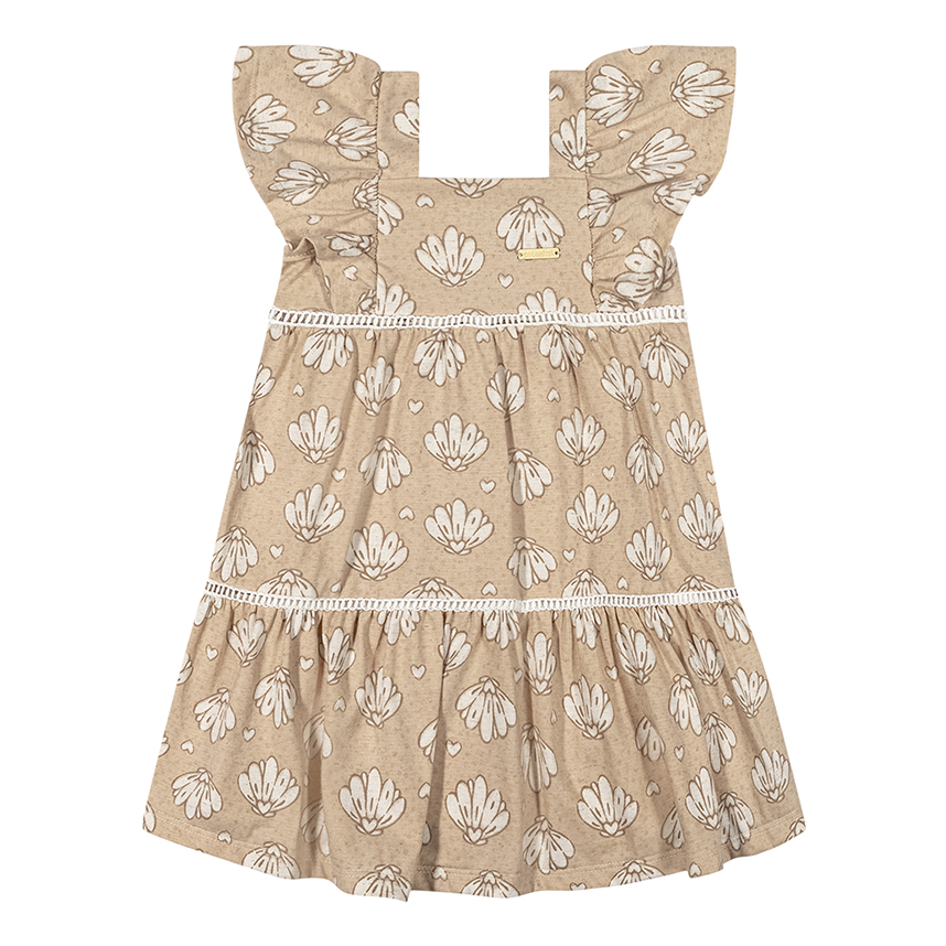 Vestido Infantil Colorittá Em Malha Linho Estampado Vestido Infantil Colorittá Em Malha Linho Estampado