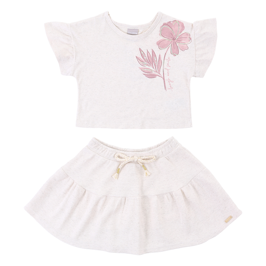 Conjunto Infantil Colorittá Blusa E Saia Em Linho