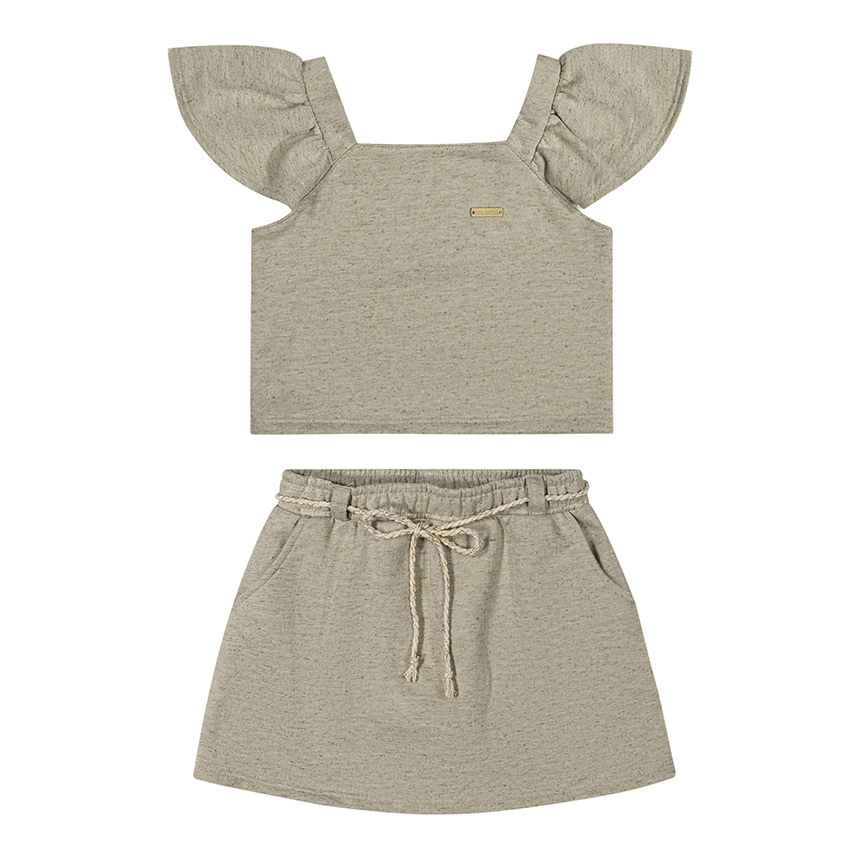 Conjunto Infantil Colorittá Blusa E Saia Moletinho De Linho Conjunto Infantil Colorittá Blusa E Saia Moletinho De Linho