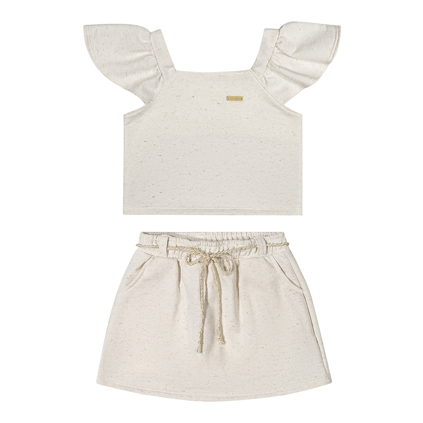 Conjunto Infantil Colorittá Blusa E Saia Moletinho De Linho Conjunto Infantil Colorittá Blusa E Saia Moletinho De Linho