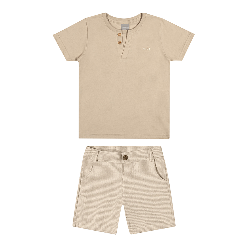 Conjunto Infantil Colorittá Camiseta Meia Malha E Bermuda Conjunto Infantil Colorittá Camiseta Meia Malha E Bermuda