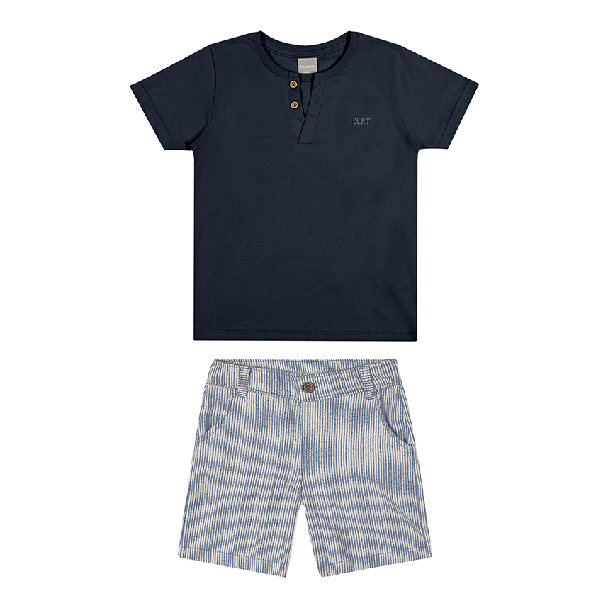 Conjunto Infantil Colorittá Camiseta Meia Malha E Bermuda Conjunto Infantil Colorittá Camiseta Meia Malha E Bermuda