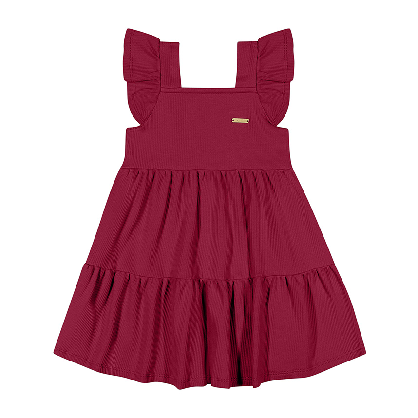 Vestido Infantil Colorittá Manga Curta Moletinho Canelado