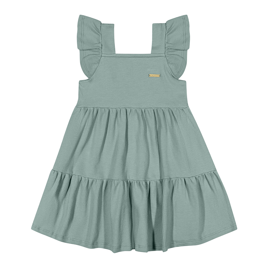 Vestido Infantil Colorittá Manga Curta Moletinho Canelado