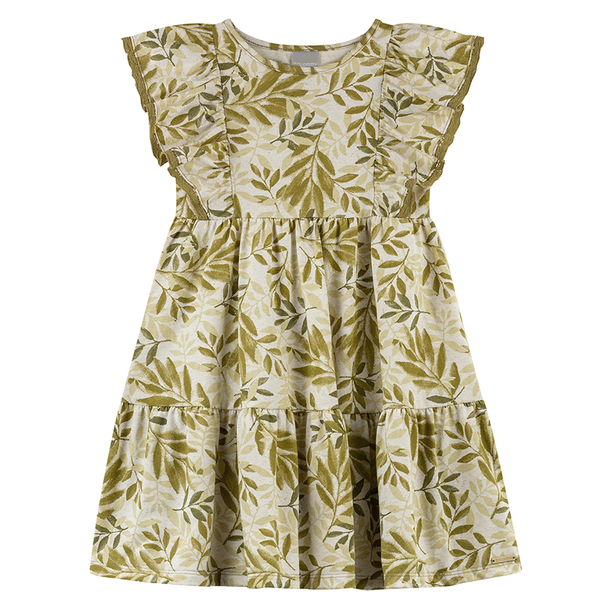 Vestido Infantil Colorittá Manga Curta Malha Linho Estampado