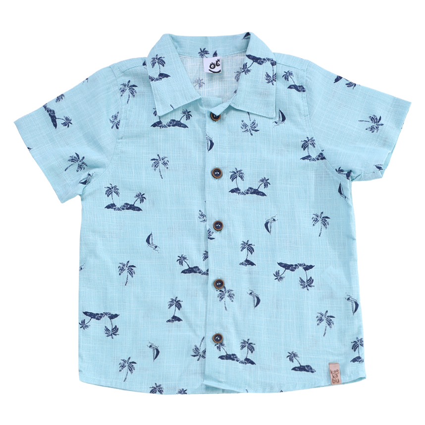 Conjunto Infantil Kookabu Camisa Estampa Coqueiros E Bermuda Conjunto Infantil Kookabu Camisa Estampa Coqueiros E Bermuda