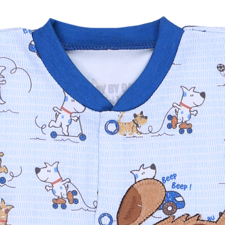 Macacão Bebê Curto Day By Em Suedine Bordado Cachorro Macacão Bebê Curto Day By Em Suedine Bordado Cachorro