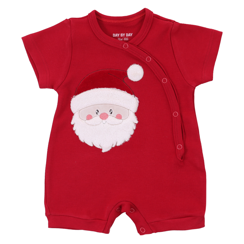 Macacão Bebê Curto Day By Em Suedine Bordado Papai Noel Macacão Bebê Curto Day By Em Suedine Bordado Papai Noel
