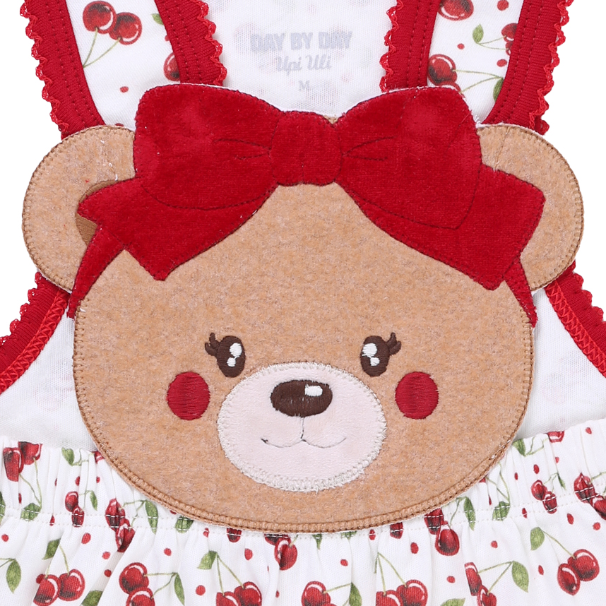 Banho De Sol Bebê Day By Em Suedine Bordado Ursa