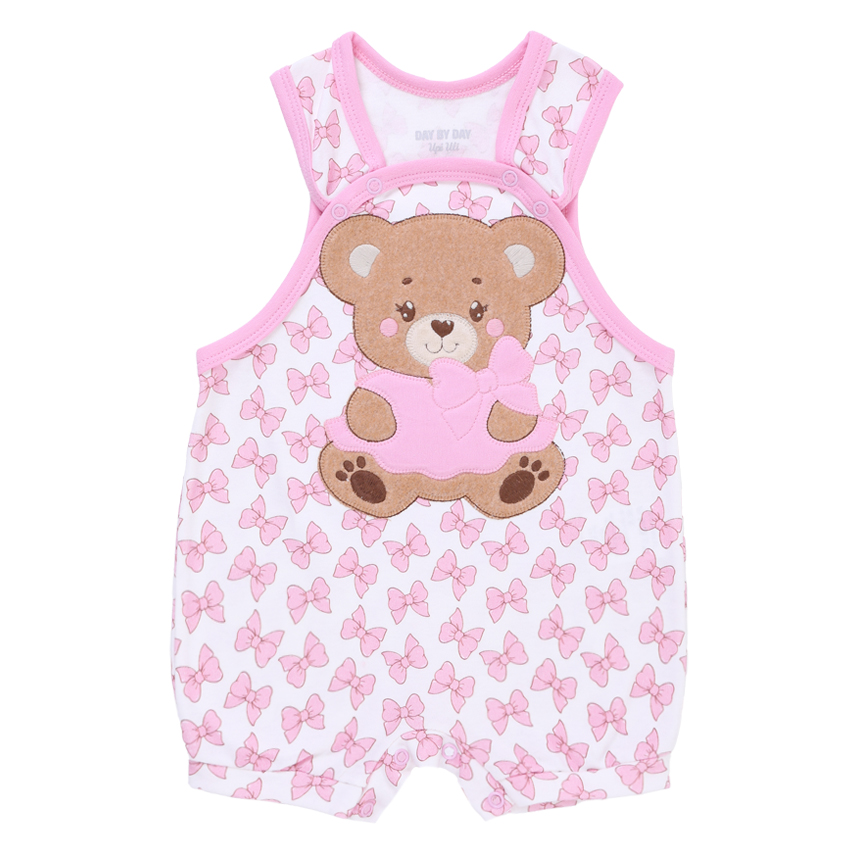 Banho De Sol Bebê Day By Em Suedine Bordado Ursinha