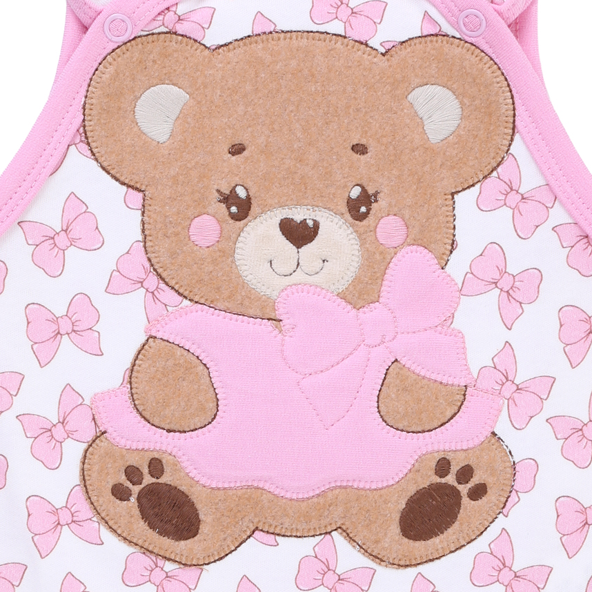 Banho De Sol Bebê Day By Em Suedine Bordado Ursinha