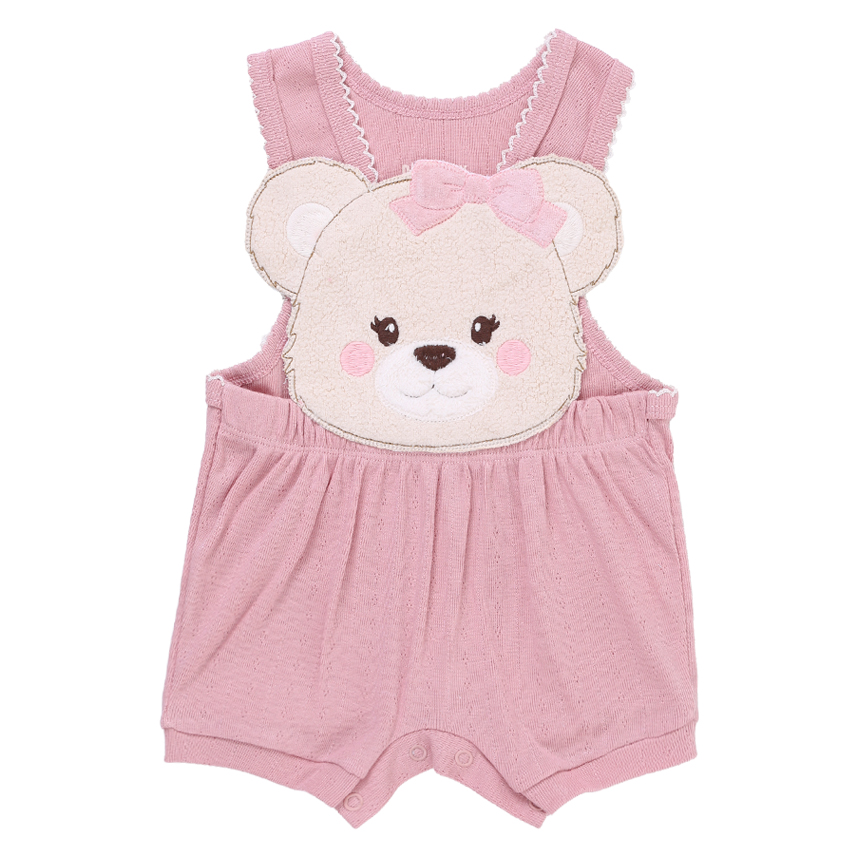 Banho De Sol Bebê Day By Em Suedine Bordado Ursinha