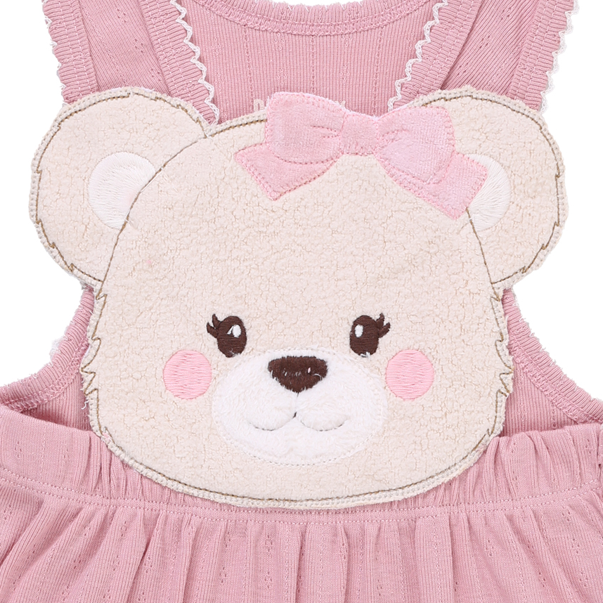 Banho De Sol Bebê Day By Em Suedine Bordado Ursinha