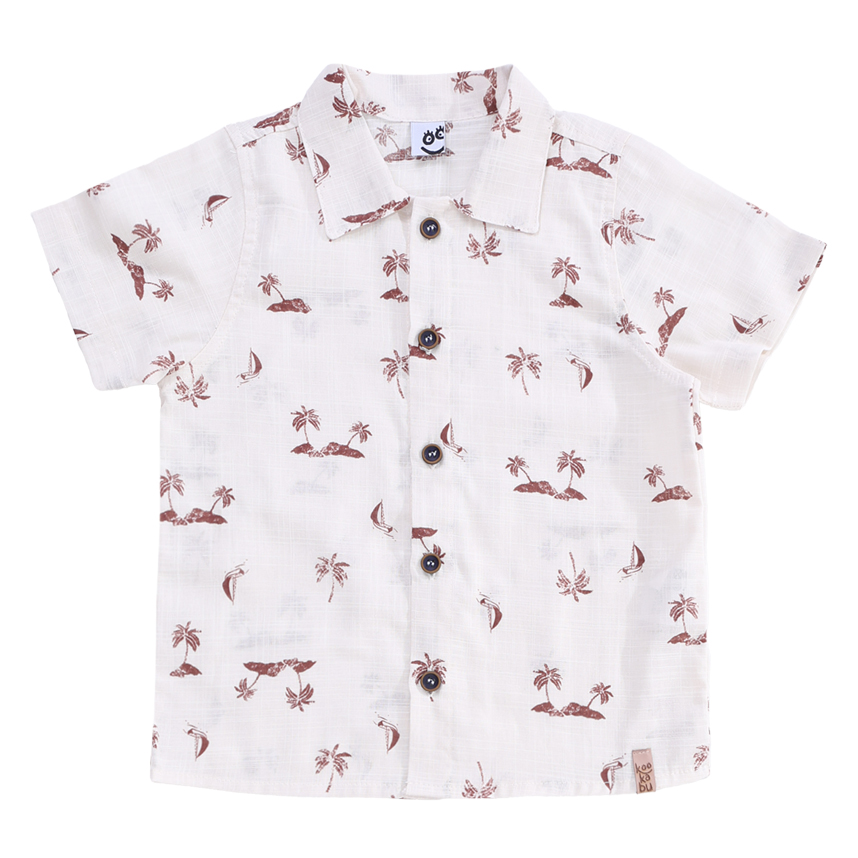 Conjunto Infantil Kookabu Camisa Estampa Coqueiros E Bermuda Conjunto Infantil Kookabu Camisa Estampa Coqueiros E Bermuda