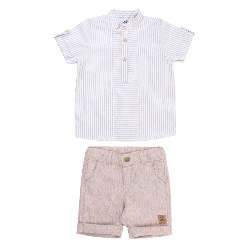 Conjunto Infantil Kookabu Camisa Listrada E Bermuda Conjunto Infantil Kookabu Camisa Listrada E Bermuda