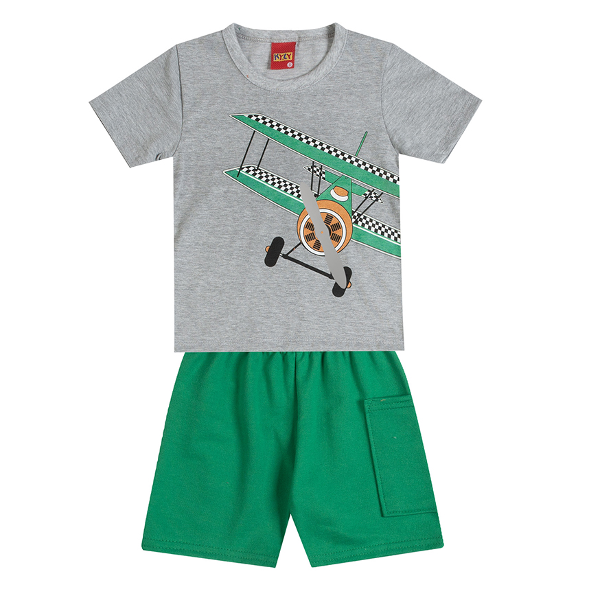 Conjunto Infantil Kyly Camiseta Meia Malha E Bermuda Moletom Conjunto Infantil Kyly Camiseta Meia Malha E Bermuda Moletom