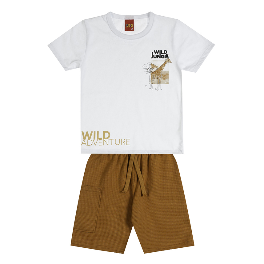 Conjunto Infantil Kyly Camiseta Meia Malha e Bermuda Piquet Conjunto Infantil Kyly Camiseta Meia Malha e Bermuda Piquet