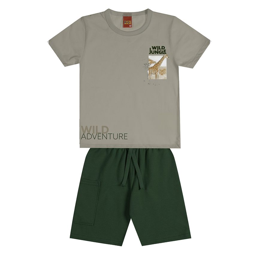 Conjunto Infantil Kyly Camiseta Meia Malha e Bermuda Piquet Conjunto Infantil Kyly Camiseta Meia Malha e Bermuda Piquet