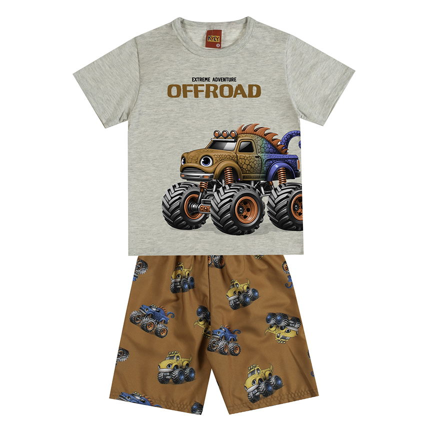Conjunto Infantil Kyly Camiseta Meia Malha E Bermuda Conjunto Infantil Kyly Camiseta Meia Malha E Bermuda