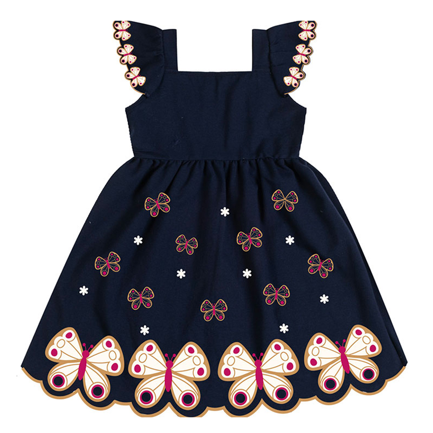Vestido Infantil Kyly Em Cotton Estampa Borboletas Vestido Infantil Kyly Em Cotton Estampa Borboletas