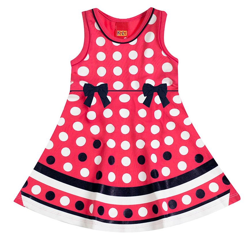 Vestido Infantil Kyly Em Cotton Estampa Poá E Laços