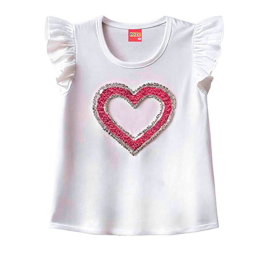 Blusa Infantil Kyly Manga Curta Bordado Coração