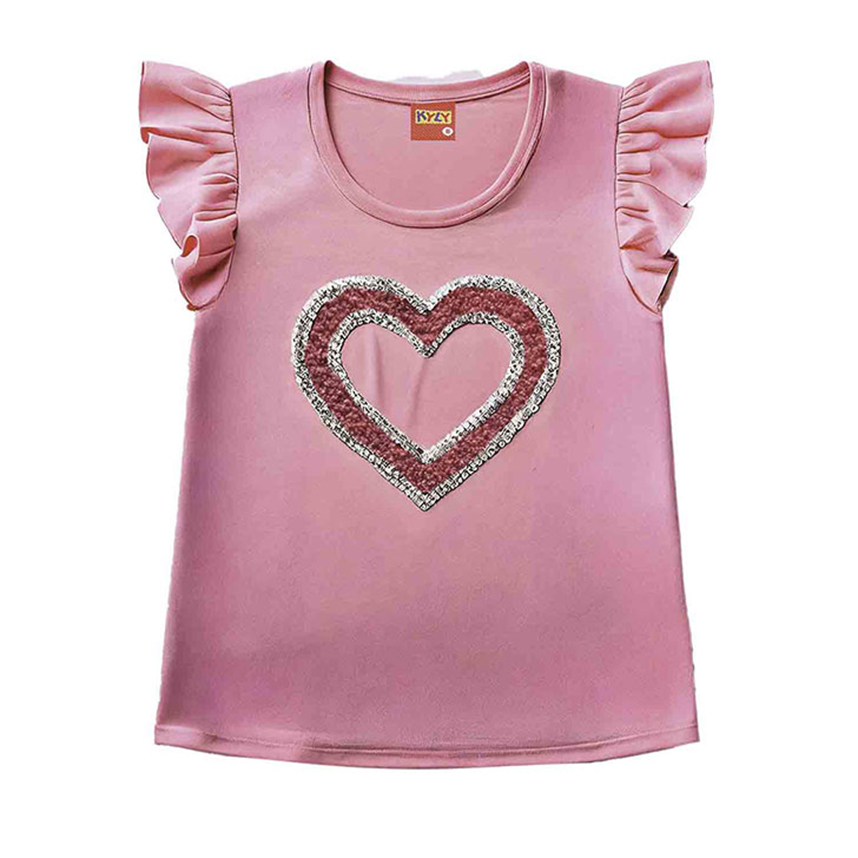 Blusa Infantil Kyly Manga Curta Bordado Coração
