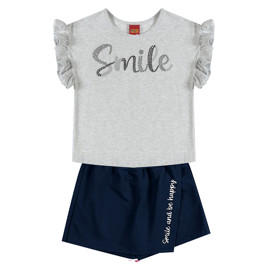Conjunto Infantil Kyly Blusa Meia Malha E Short Conjunto Infantil Kyly Blusa Meia Malha E Short