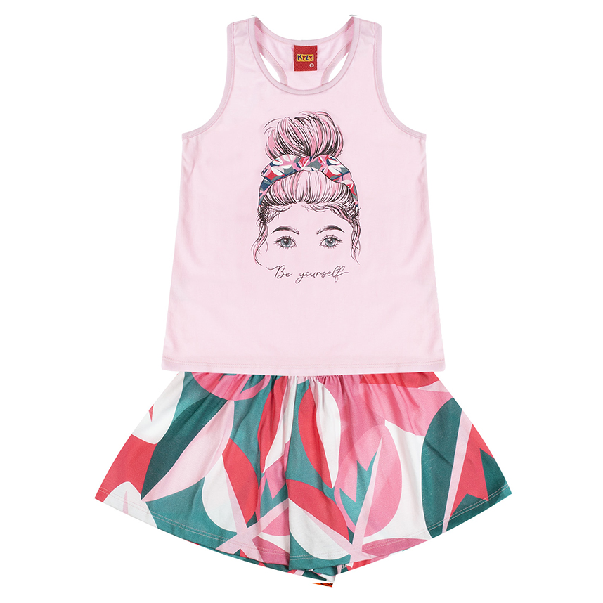 Conjunto Infantil Kyly Blusa Regata E Short Estampado Conjunto Infantil Kyly Blusa Regata E Short Estampado