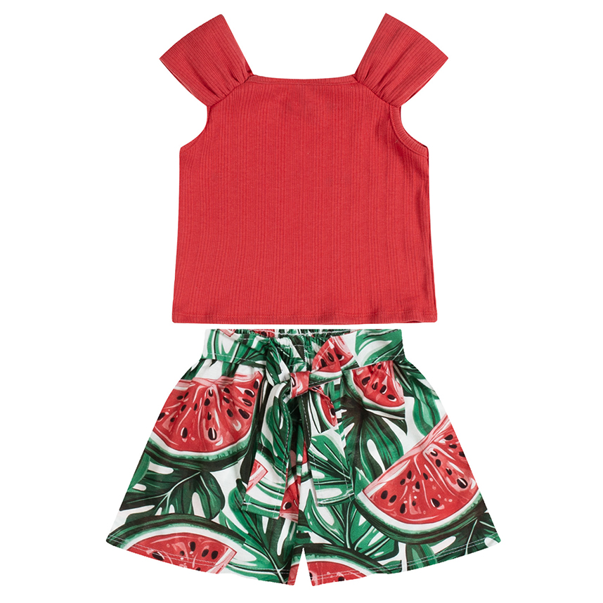 Conjunto Infantil Kyly Blusa Ribana E Short Meia Malha Conjunto Infantil Kyly Blusa Ribana E Short Meia Malha