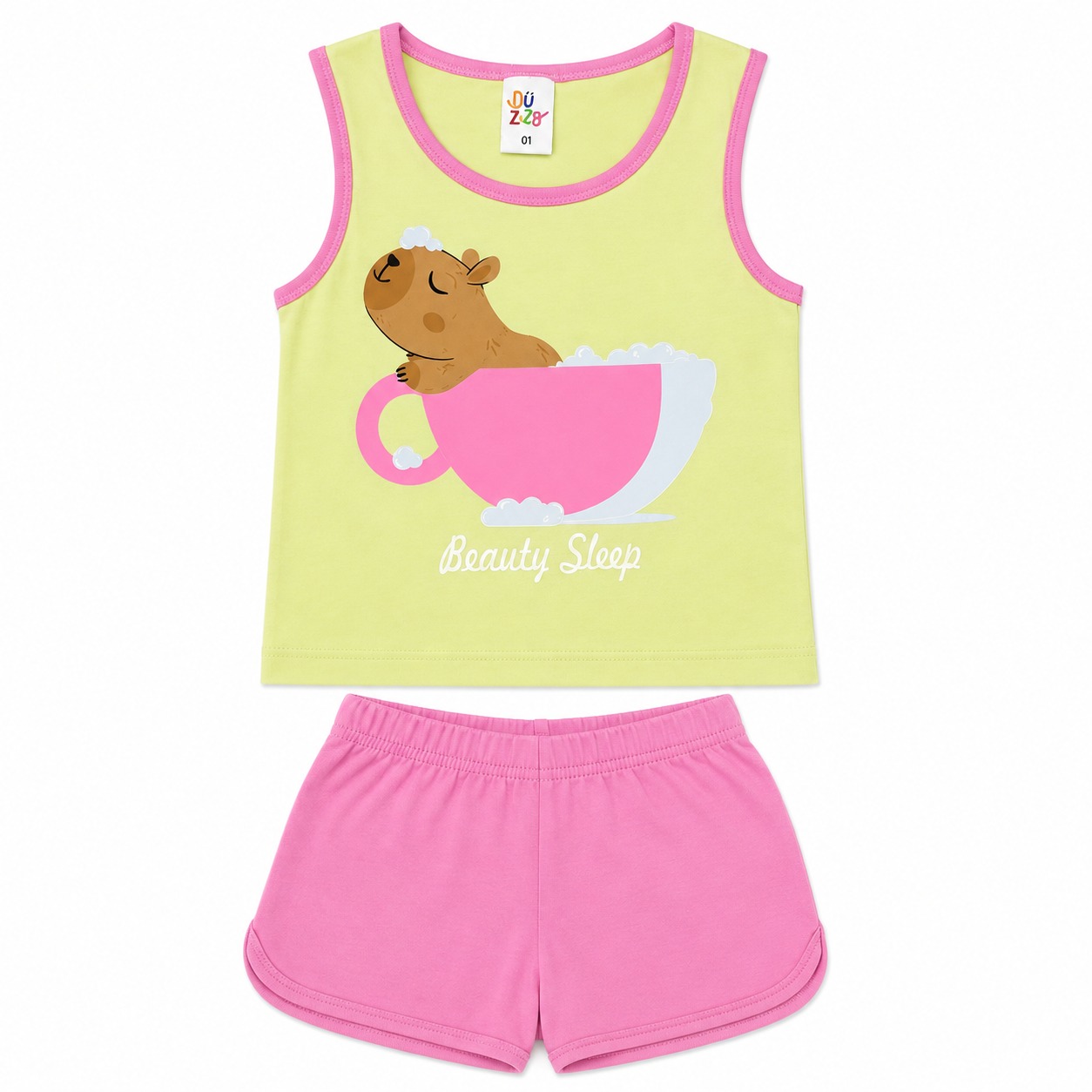 Pijama Infantil Duzizo Meia Malha Estampa Capivara