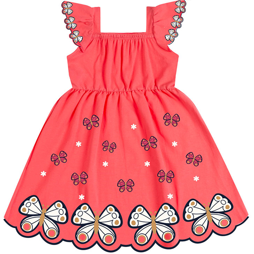 Vestido Infantil Kyly em Cotton Estampa Borboletas