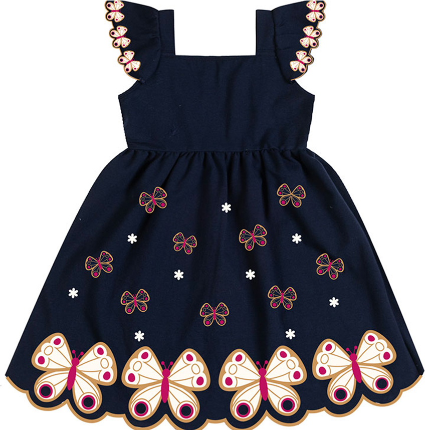 Vestido Infantil Kyly em Cotton Estampa Borboletas Vestido Infantil Kyly em Cotton Estampa Borboletas