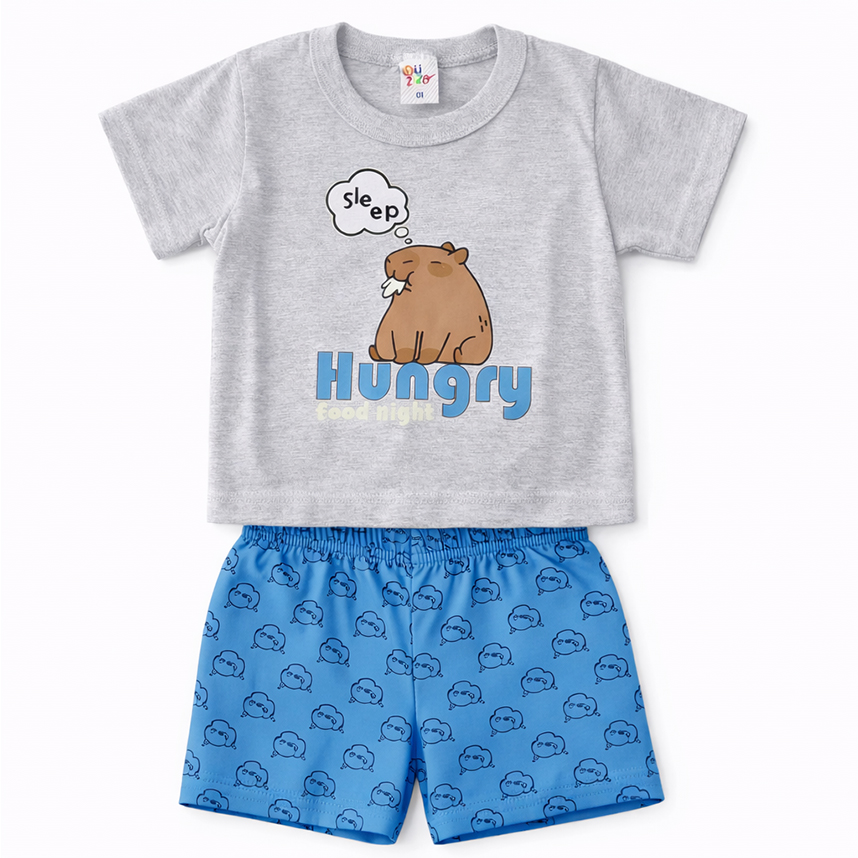 Pijama Infantil Duzizo Meia Malha Estampa Capivara