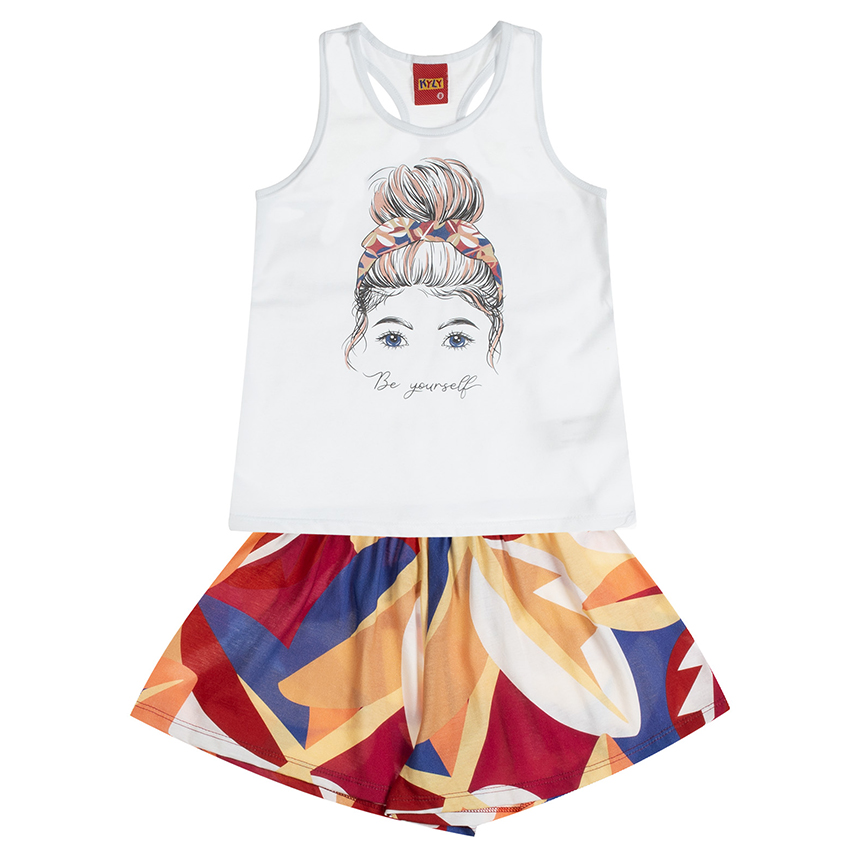 Conjunto Juvenil Kyly Blusa Regata E Short Estampado Conjunto Juvenil Kyly Blusa Regata E Short Estampado