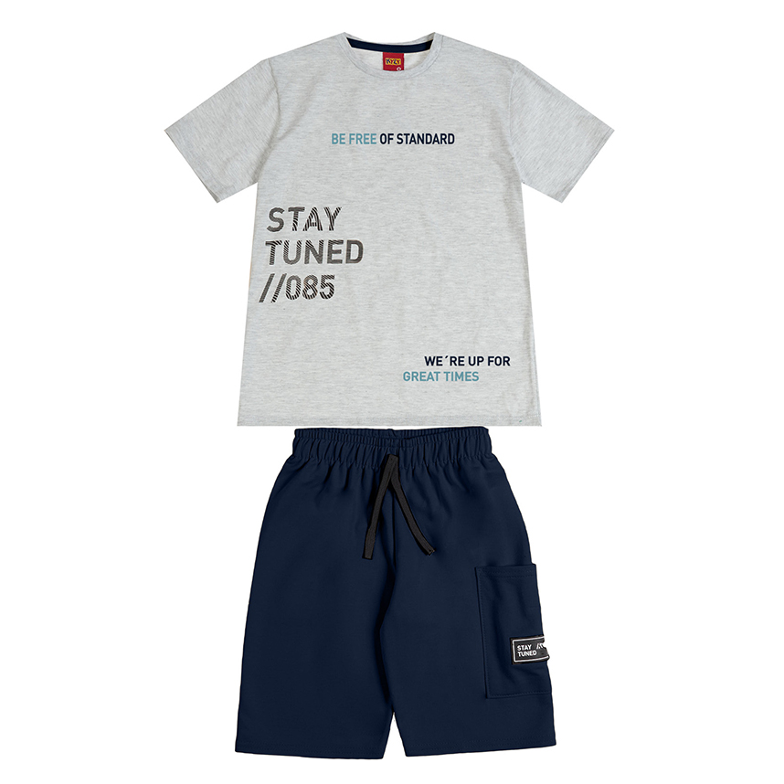 Conjunto Infantil Kyly Camiseta Meia Malha E Bermuda Moletom Conjunto Infantil Kyly Camiseta Meia Malha E Bermuda Moletom