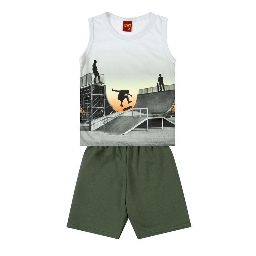 Conjunto Infantil Kyly Regata Meia Malha E Bermuda Moletom Conjunto Infantil Kyly Regata Meia Malha E Bermuda Moletom