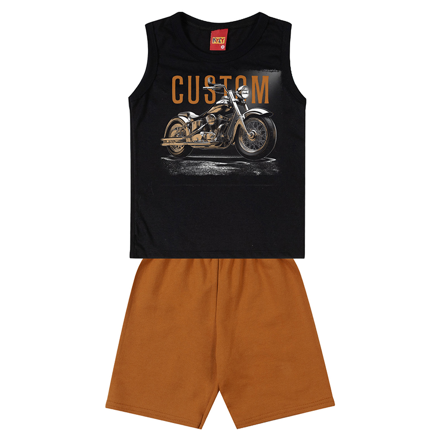 Conjunto Infantil Kyly Regata Meia Malha E Bermuda Moletom Conjunto Infantil Kyly Regata Meia Malha E Bermuda Moletom